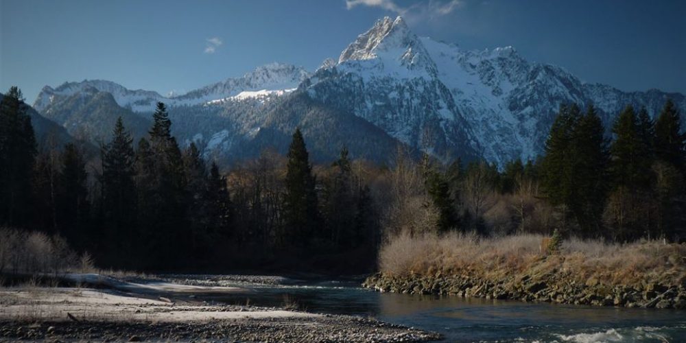 Whitehorse Mountain and the Sauk River, photo by Martha Rasmussen