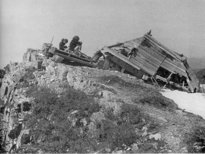 Lookout collapsed by snow, photo from Darrington Historical Society