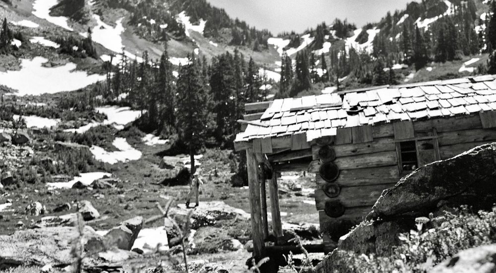 Harry Bedal's cabin while still standing, photo Darrington Historical Society